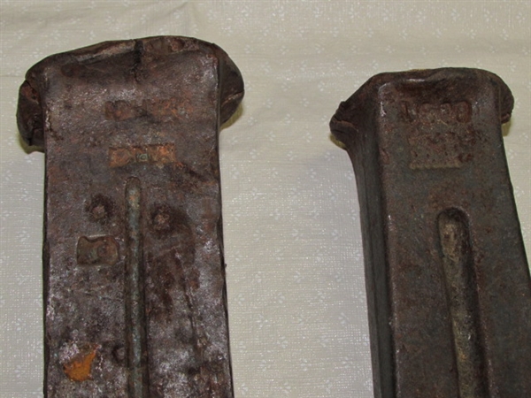 STURDY AX & TWO VINTAGE STEEL SPLITTING WEDGES