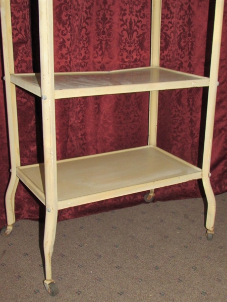VINTAGE METAL THREE TIER UTILITY CART