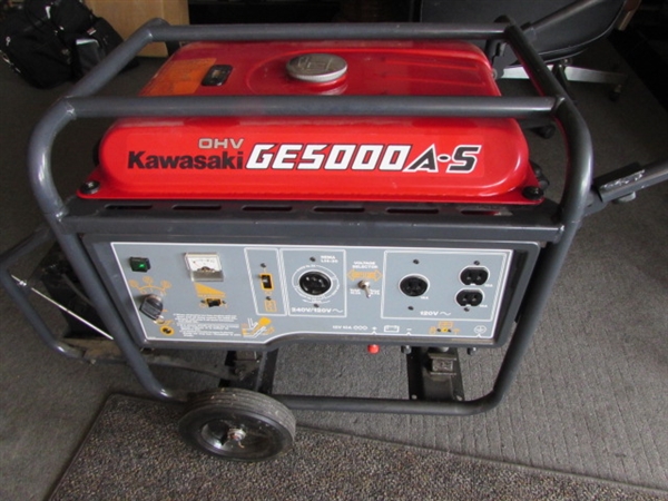 KAWASAKI 5000 WATT ELECTRIC GENERATOR - 120/240V  **Reserve**