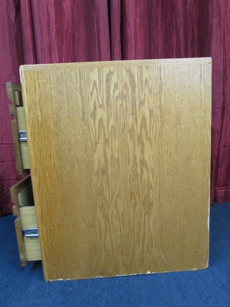 VERY ATTRACTIVE 2-DRAWER SOLID OAK FILING CABINET
