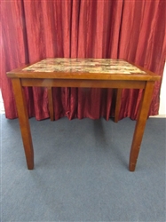 BEAUTIFUL BISTRO TABLE-FAUX MARBLE TOP IN POLISHED EARTHTONES-SEE MATCHING LOTS!