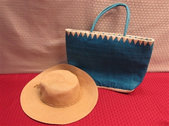 GET READY FOR A STYLISH SPRING & SUMMER-MOSSIMO WOVEN BAG & SUN HAT