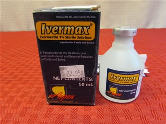 UNOPENED IVERMAX DEWORMER FOR CATTLE OR SWINE-50 ml EXP DATE JUN 2016
