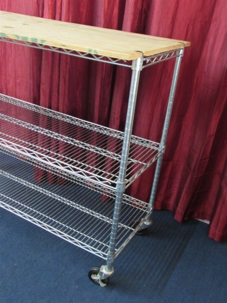 NICE HEAVY DUTY ROLLING SHELVING UNIT PERFECT FOR THE GREENHOUSE OR ? ? ?