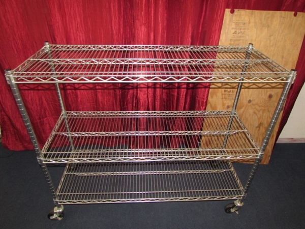NICE HEAVY DUTY ROLLING SHELVING UNIT PERFECT FOR THE GREENHOUSE OR ? ? ?