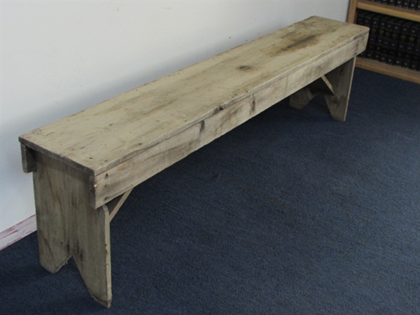 PRIMITIVE HANDMADE WOOD BENCH #2