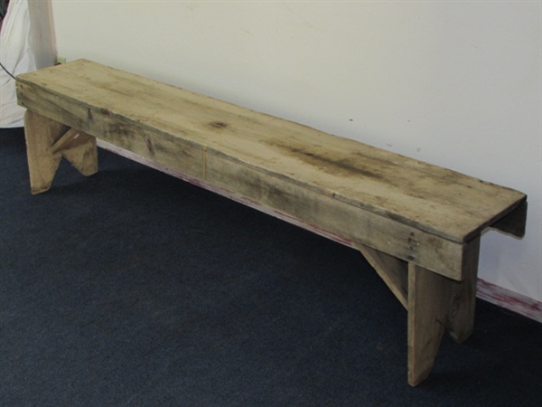 PRIMITIVE HANDMADE WOOD BENCH #2