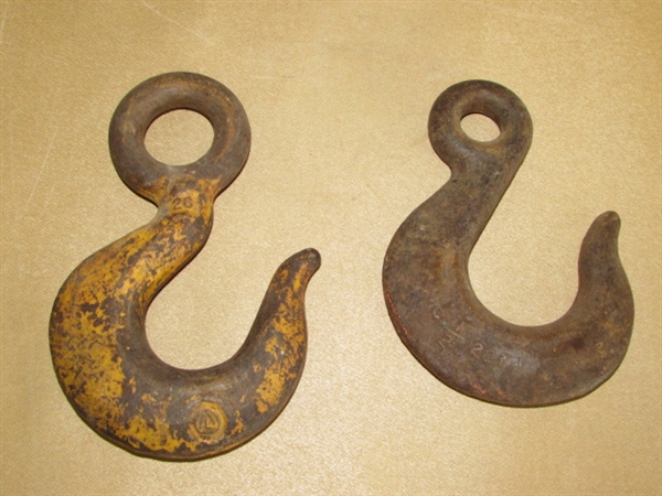 TWO STEEL CHAIN HOOKS