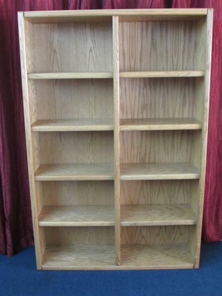 DOUBLE WIDE OAK BOOKCASE