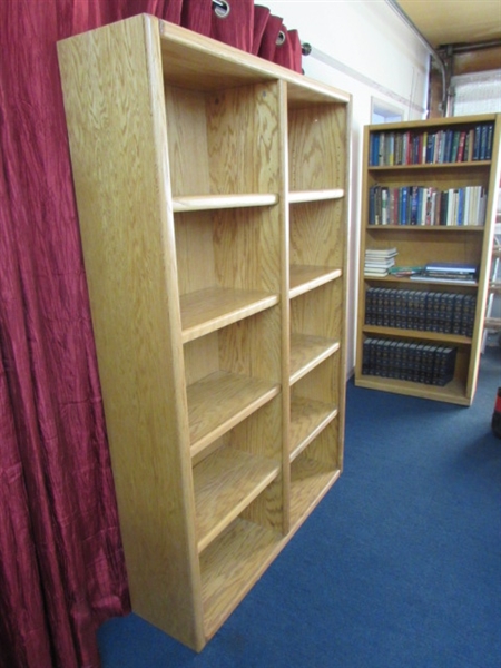 DOUBLE WIDE OAK BOOKCASE
