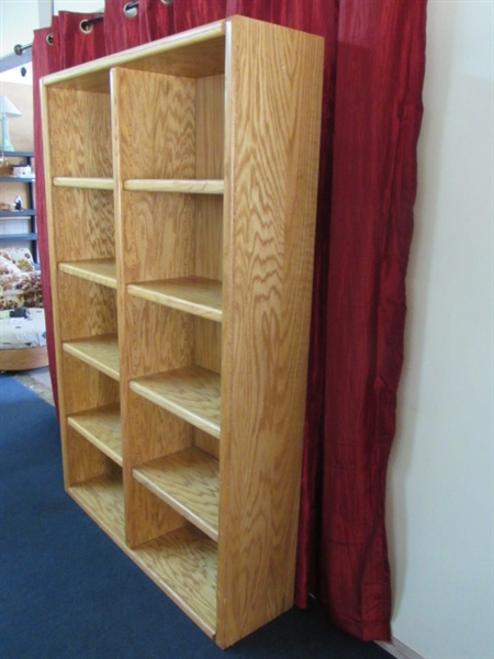DOUBLE WIDE OAK BOOKCASE