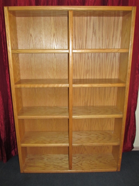DOUBLE WIDE OAK BOOKCASE