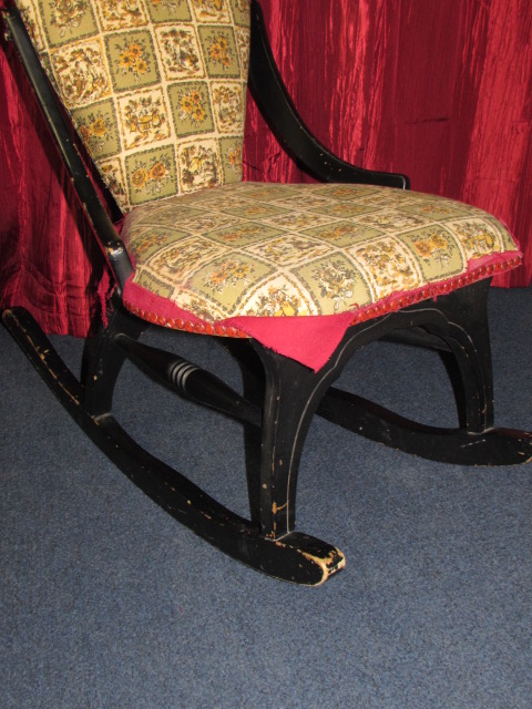Lot Detail - CHARMING ANTIQUE UPHOLSTERED ROCKING CHAIR