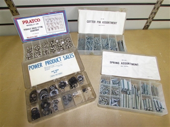 WELL ORGANIZED HYDRAULIC GREASE FITTINGS, COTTER PINS, SNAP RINGS & SPRINGS