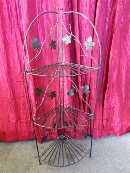 LOVELY WROUGHT IRON CORNER STAND