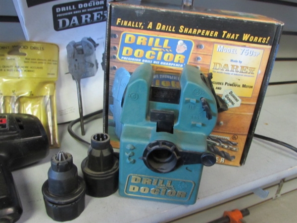 DRILL DOCTOR BIT SHARPENER, CRAFTSMAN 3/8 DRILL, BLACK & DECKER DRILL & BITS