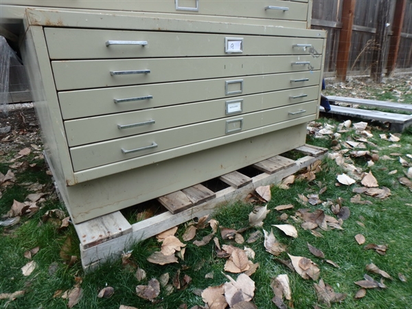 5-DRAWER SAFCO MAP/BLUEPRINT, FLAT-FILE CABINET W/REMOVABLE BASE