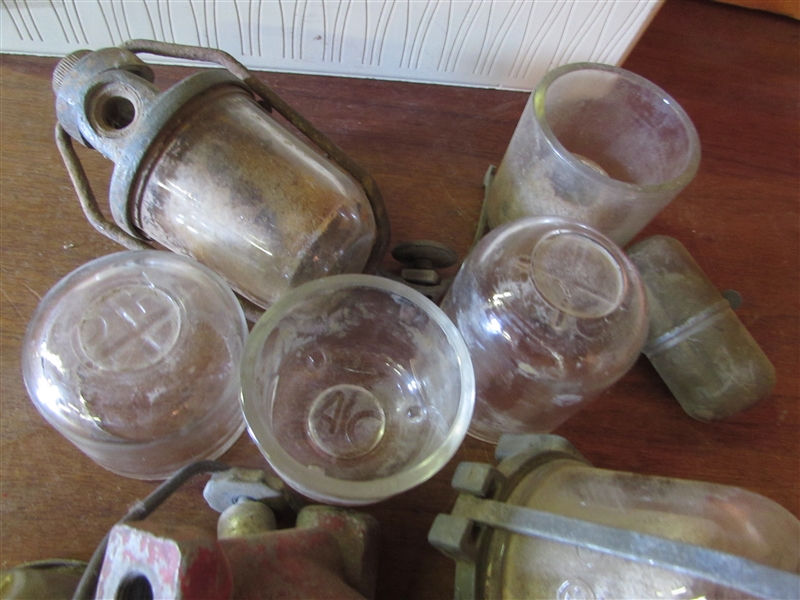 SEVERAL GLASS FUEL BOWLS AND PARTS