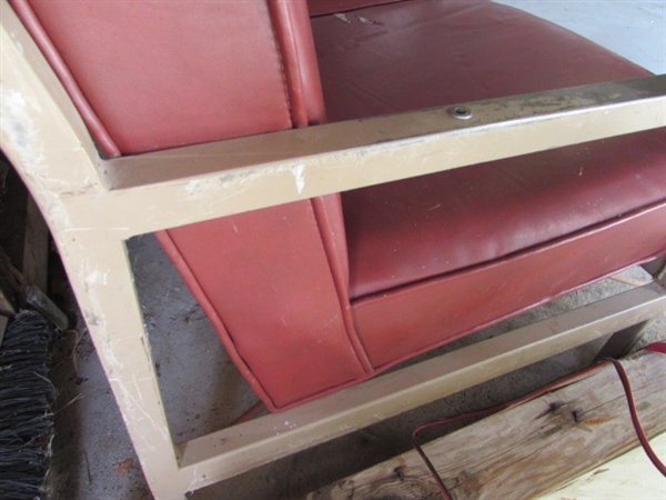 MID-CENTURY NAUGAHYDE LOVE SEAT