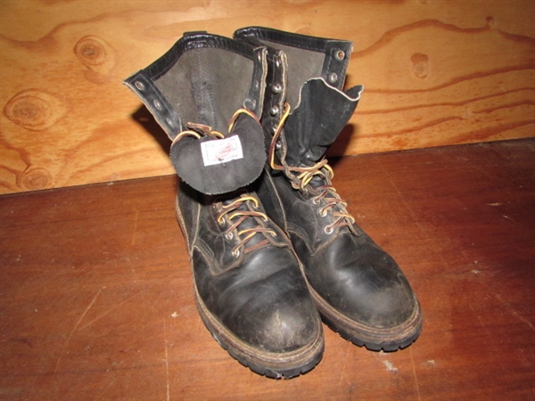 GREAT PAIR OF RED WING LEATHER LOGGING BOOTS
