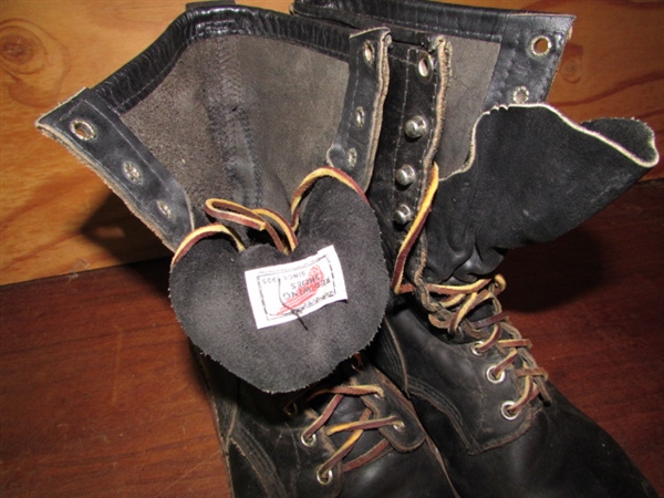 GREAT PAIR OF RED WING LEATHER LOGGING BOOTS
