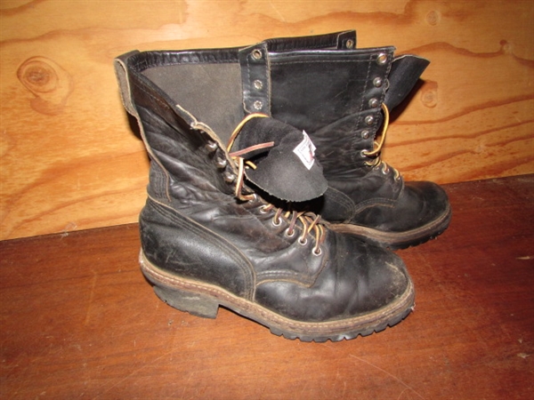 GREAT PAIR OF RED WING LEATHER LOGGING BOOTS
