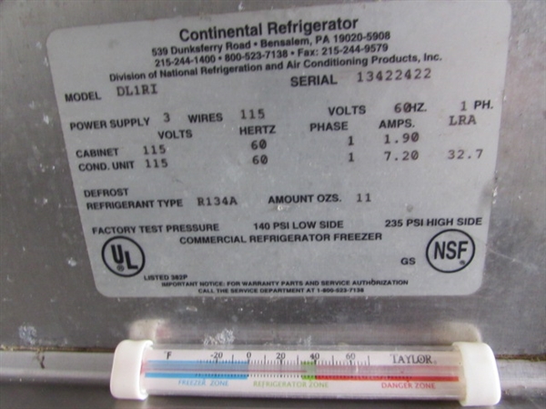 CONTINENTAL COMMERCIAL REFRIGERATOR