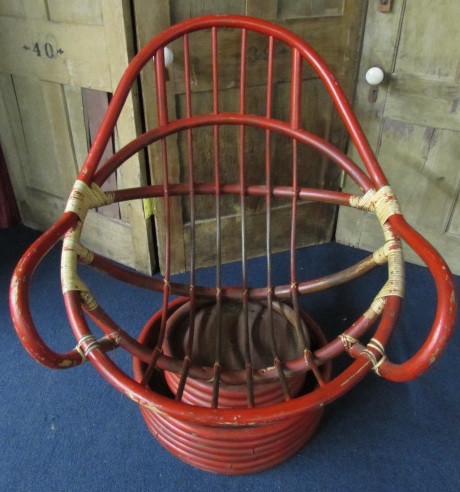 RED WICKER OUTDOOR CHAIR