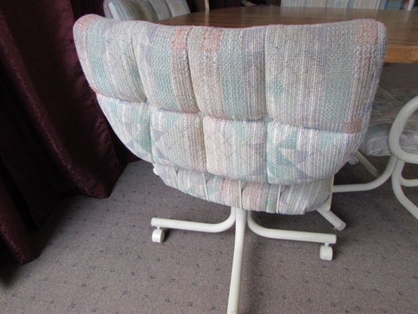 KITCHEN TABLE WITH 4 ROLLING CHAIRS