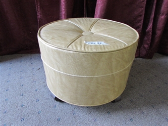 TAN FAUX LEATHER FOOTSTOOL