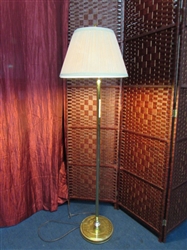 GOLD FLOOR LAMP WITH SILVER ACCENTS & PLEATED SHADE