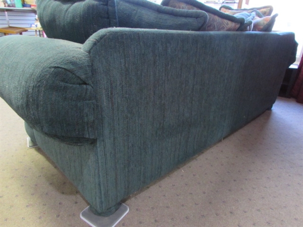 DK. GREEN CHENILLE COUCH