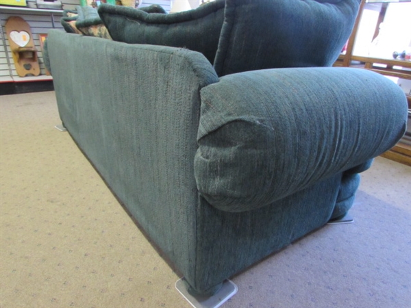 DK. GREEN CHENILLE COUCH