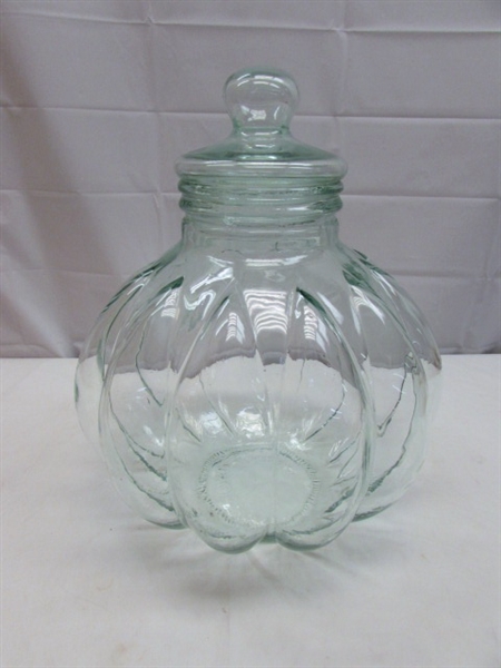BEAUTIFUL EXTRA LARGE DECORATIVE GLASS JAR WITH LID