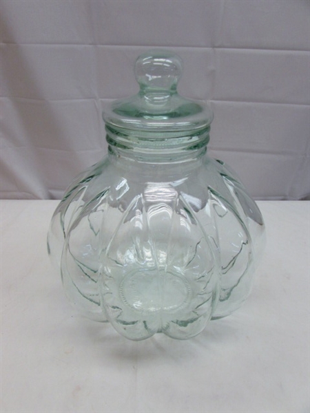 BEAUTIFUL EXTRA LARGE DECORATIVE GLASS JAR WITH LID