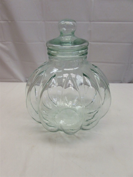 BEAUTIFUL EXTRA LARGE DECORATIVE GLASS JAR WITH LID