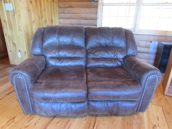 SUPER COMFY LEATHER LOOK DUAL RECLINING LOVESEAT