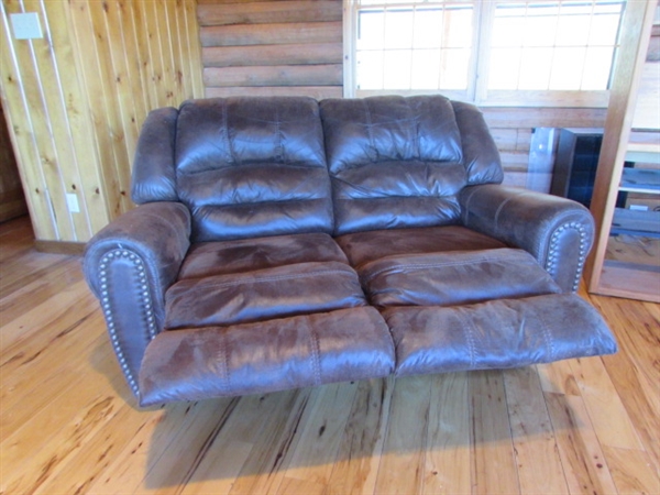 SUPER COMFY LEATHER LOOK DUAL RECLINING LOVESEAT