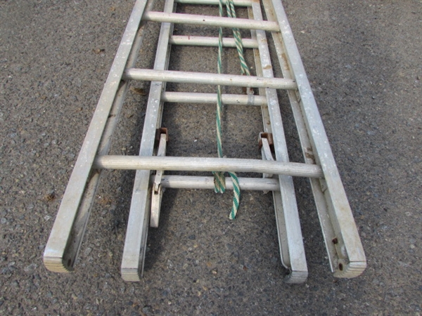 VERY LONG ALUMINUM EXTENSION LADDER