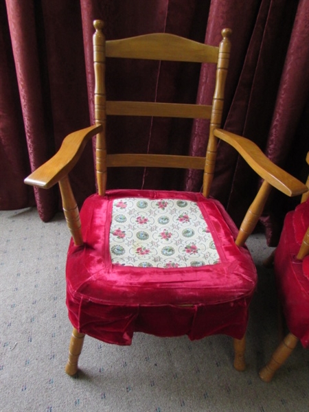 TWO VINTAGE CHAIRS WITH RED VELVET
