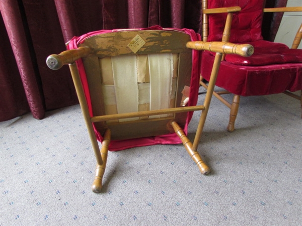TWO VINTAGE CHAIRS WITH RED VELVET