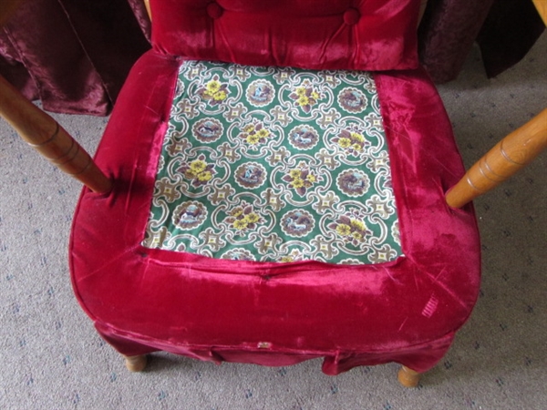 TWO VINTAGE CHAIRS WITH RED VELVET