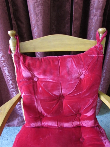 TWO VINTAGE CHAIRS WITH RED VELVET