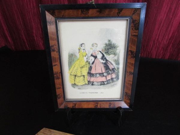 HASKO DELUXE TRAY AND ANTIQUE FASHION PICTURES