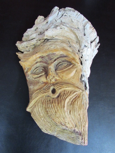 BURL WOOD CARVED FACE