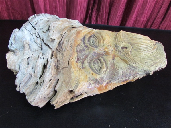 BURL WOOD CARVED FACE