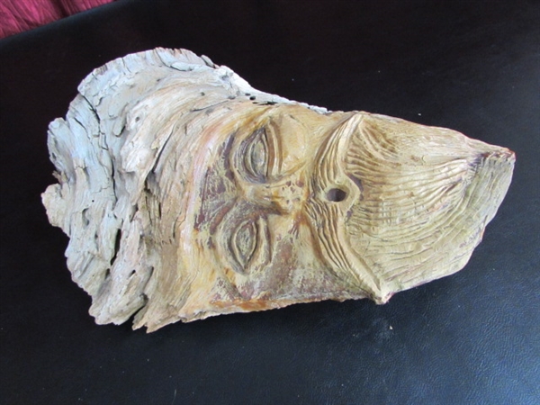 BURL WOOD CARVED FACE