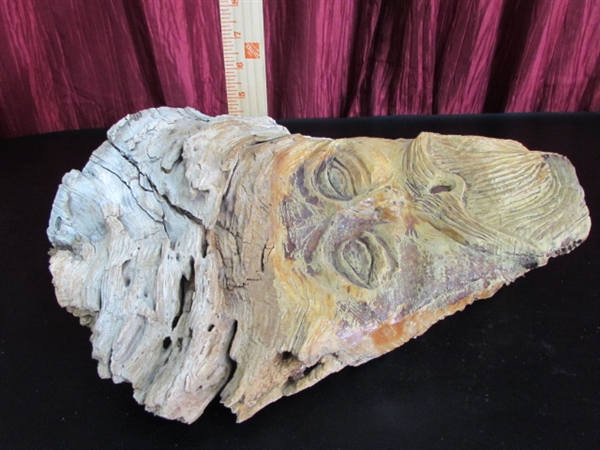 BURL WOOD CARVED FACE