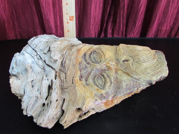 BURL WOOD CARVED FACE