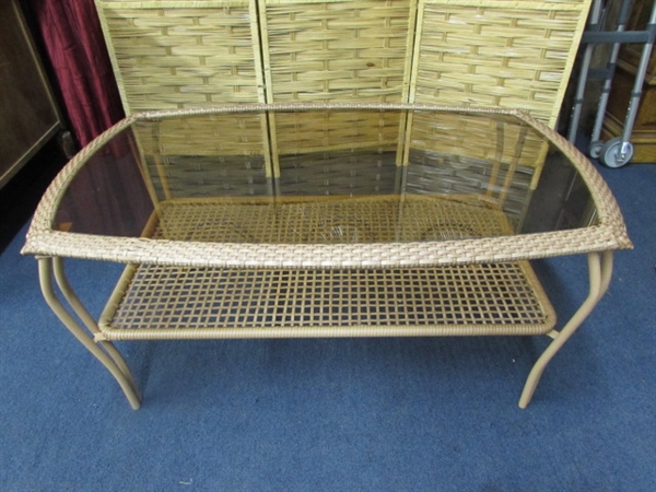 PATIO LOVE SEAT AND TABLE